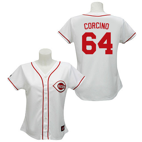 Daniel Corcino #64 mlb Jersey-Cincinnati Reds Women's Authentic Home White Cool Base Baseball Jersey